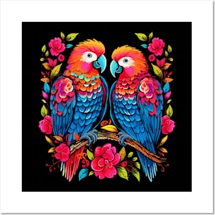 Parrot Couple Valentine Posters and Art